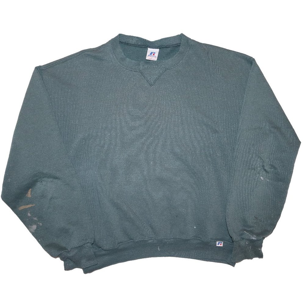Vintage 90s Russell Athletic Crewneck Sweatshirt Large L Distressed Grey Mens